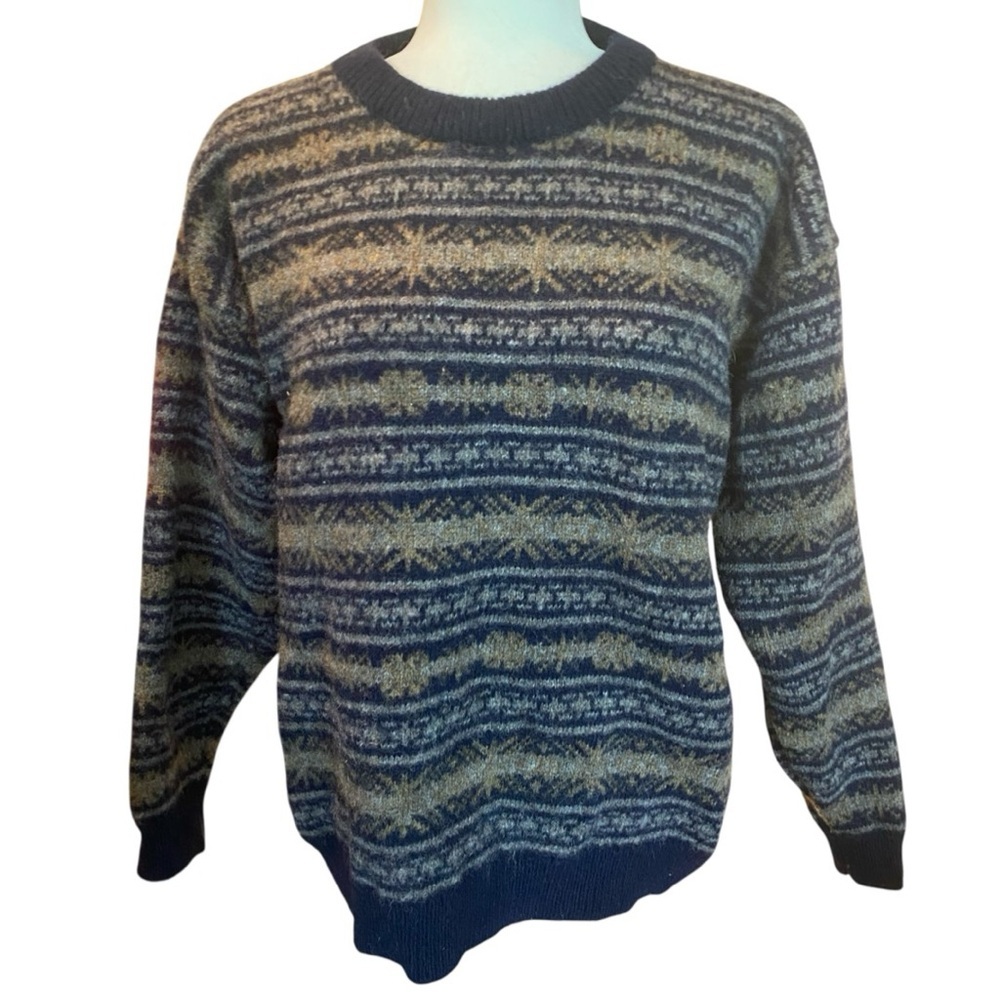 Columbia Vintage 100% Wool Fair Isle Crewneck Sweater